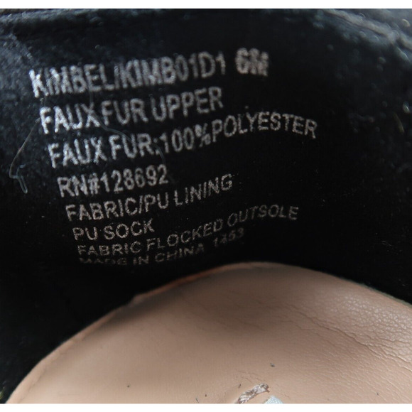 Steven Shoes Womens 6 Sneakers Casual Slip On Skimmer Faux Fur Black Fashion NY - Picture 15 of 16